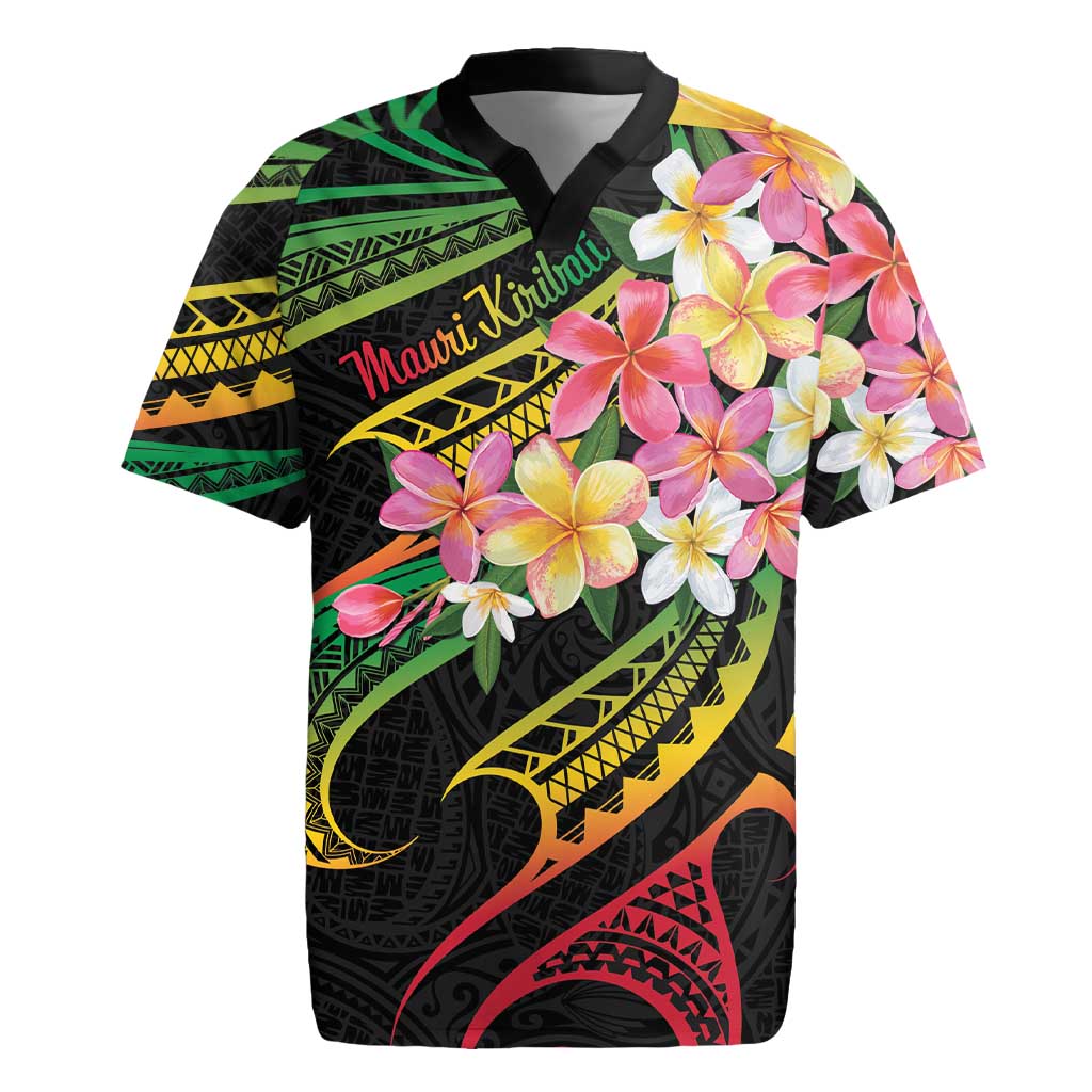 Kiribati Red Jasmine Mango Rugby Jersey Reggae Polynesian Art Vibe