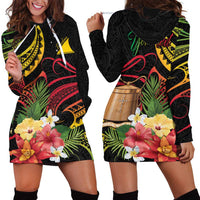 Personalised Tokelau Tropical Flowers Hoodie Dress Reggae Polynesian Art Vibe
