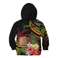 Personalised Tokelau Tropical Flowers Kid Hoodie Reggae Polynesian Art Vibe