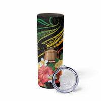 Personalised Tokelau Tropical Flowers Skinny Tumbler Reggae Polynesian Art Vibe