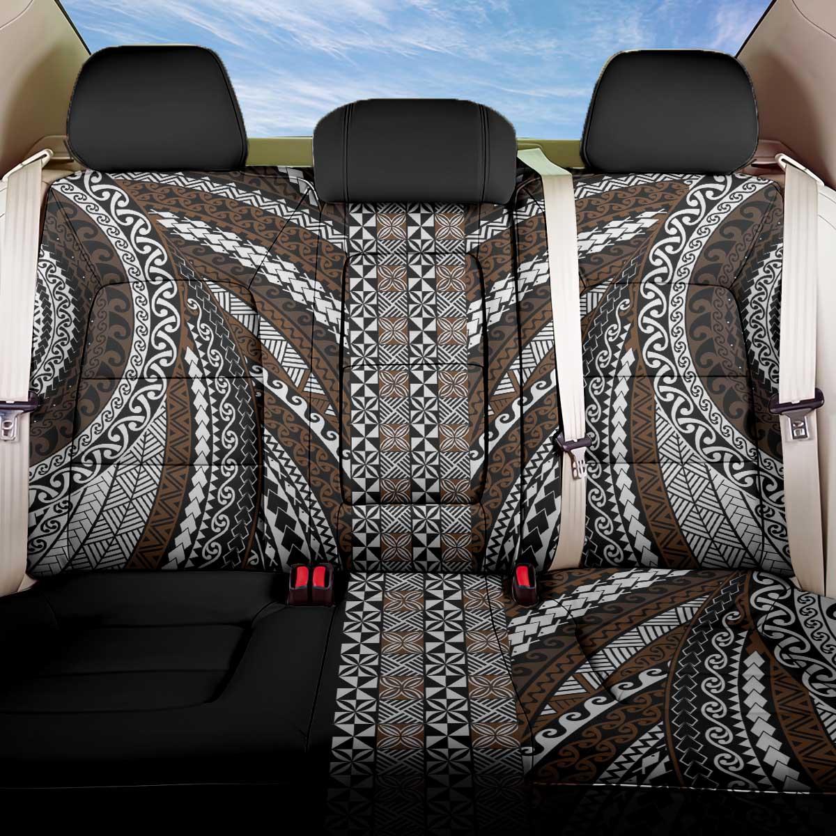 Brown Tongan Polynesian Tribal Back Car Seat Cover - Polynesian Pride