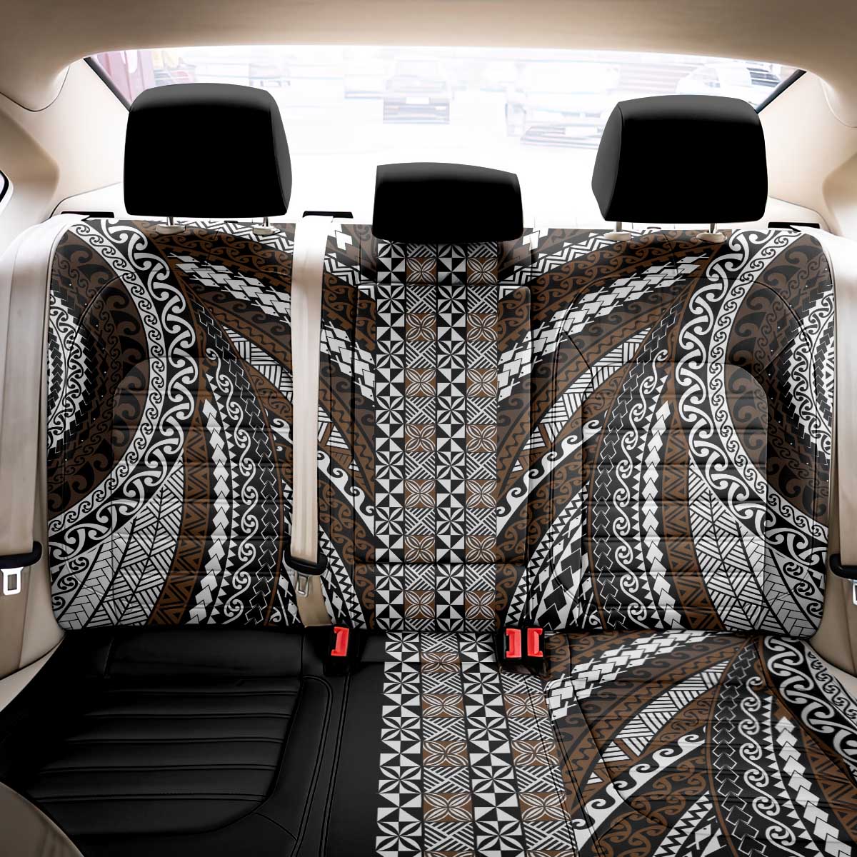 Brown Tongan Polynesian Tribal Back Car Seat Cover - Polynesian Pride