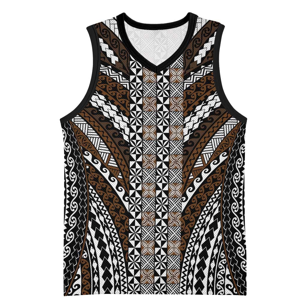 Brown Tongan Polynesian Tribal Basketball Jersey - Polynesian Pride