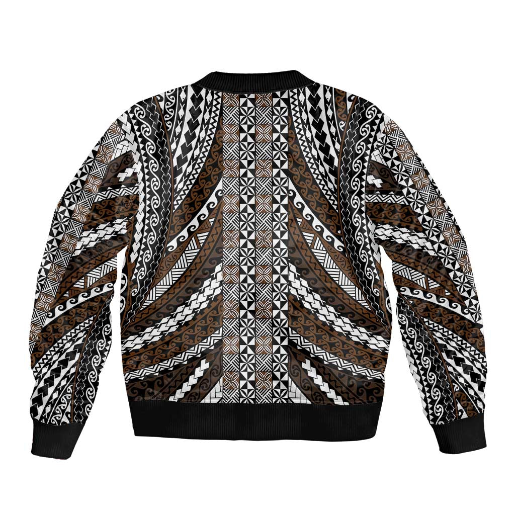 Brown Tongan Polynesian Tribal Bomber Jacket - Polynesian Pride
