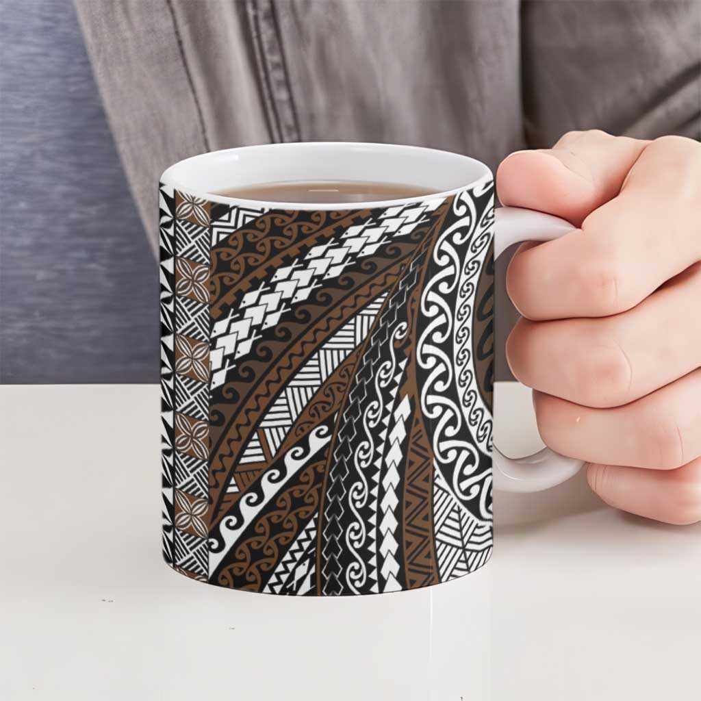 Brown Tongan Polynesian Tribal Ceramic Mug - Polynesian Pride