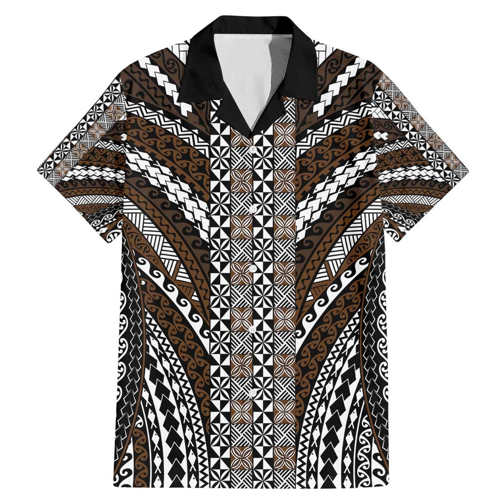 Brown Tongan Polynesian Tribal Family Matching Mermaid Dress and Hawaiian Shirt - Polynesian Pride