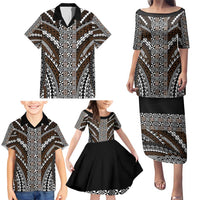 Brown Tongan Polynesian Tribal Family Matching Puletasi and Hawaiian Shirt - Polynesian Pride