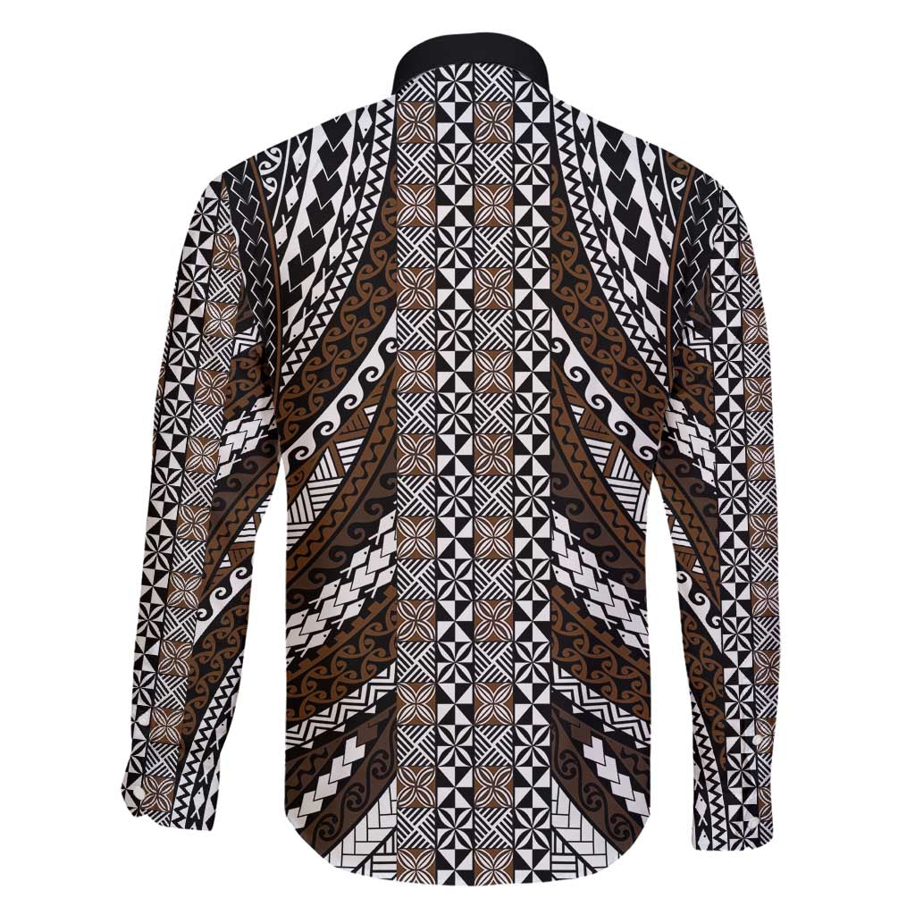 Brown Tongan Polynesian Tribal Family Matching Puletasi and Hawaiian Shirt - Polynesian Pride