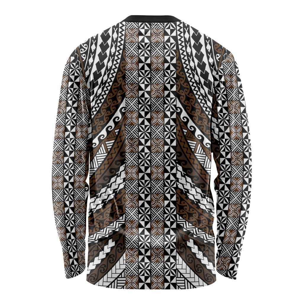 Brown Tongan Polynesian Tribal Long Sleeve Shirt - Polynesian Pride