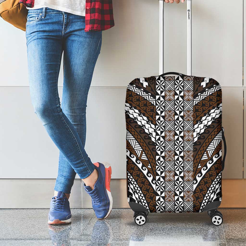 Brown Tongan Polynesian Tribal Luggage Cover - Polynesian Pride