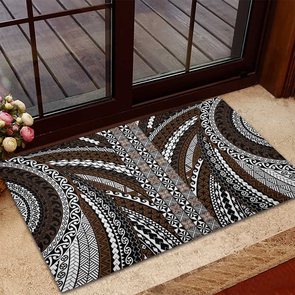 Brown Tongan Polynesian Tribal Rubber Doormat - Polynesian Pride