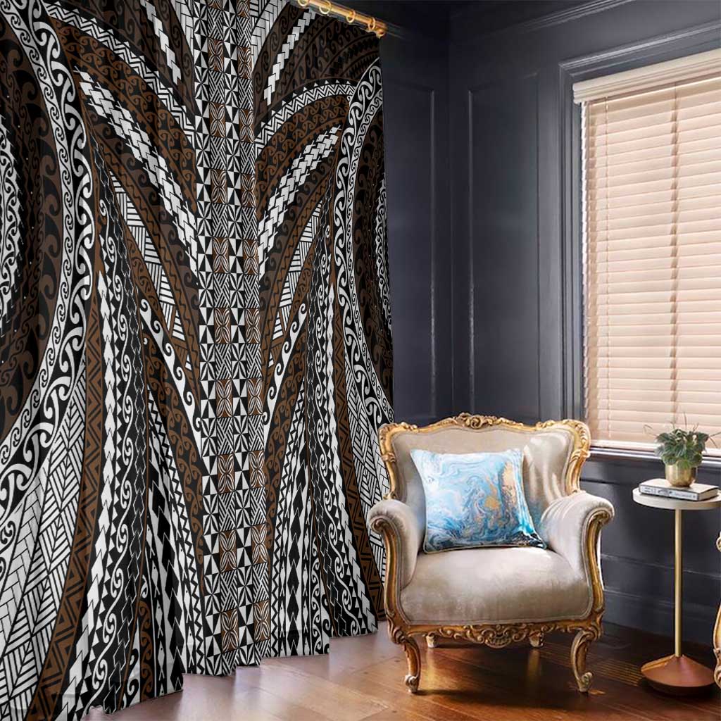 Brown Tongan Polynesian Tribal Window Curtain - Polynesian Pride
