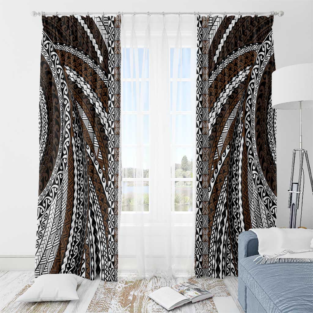 Brown Tongan Polynesian Tribal Window Curtain - Polynesian Pride