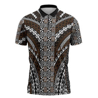 Brown Tongan Polynesian Tribal Zipper Polo Shirt - Polynesian Pride