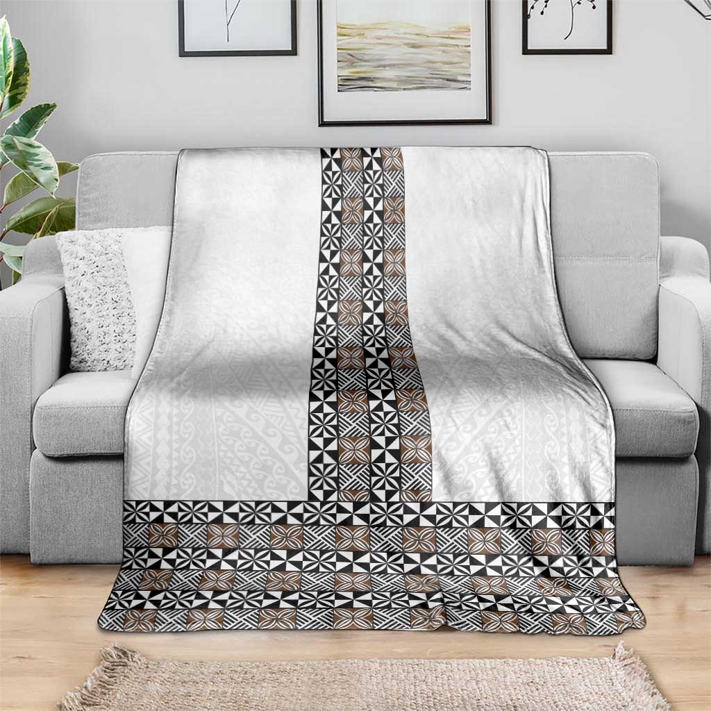 Light Gray Tongan Polynesian Tribal Blanket - Polynesian Pride