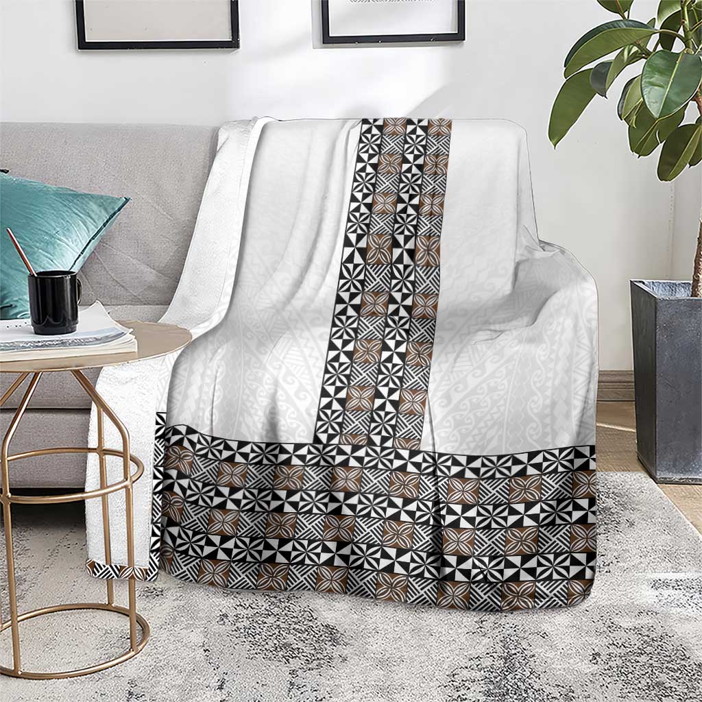 Light Gray Tongan Polynesian Tribal Blanket - Polynesian Pride