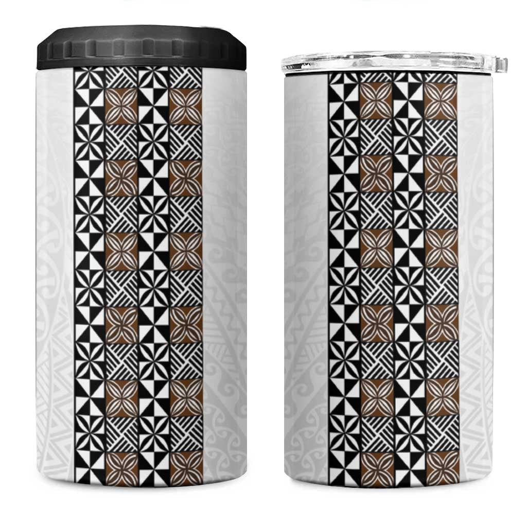 Light Gray Tongan Polynesian Tribal 4 in 1 Can Cooler Tumbler - Polynesian Pride