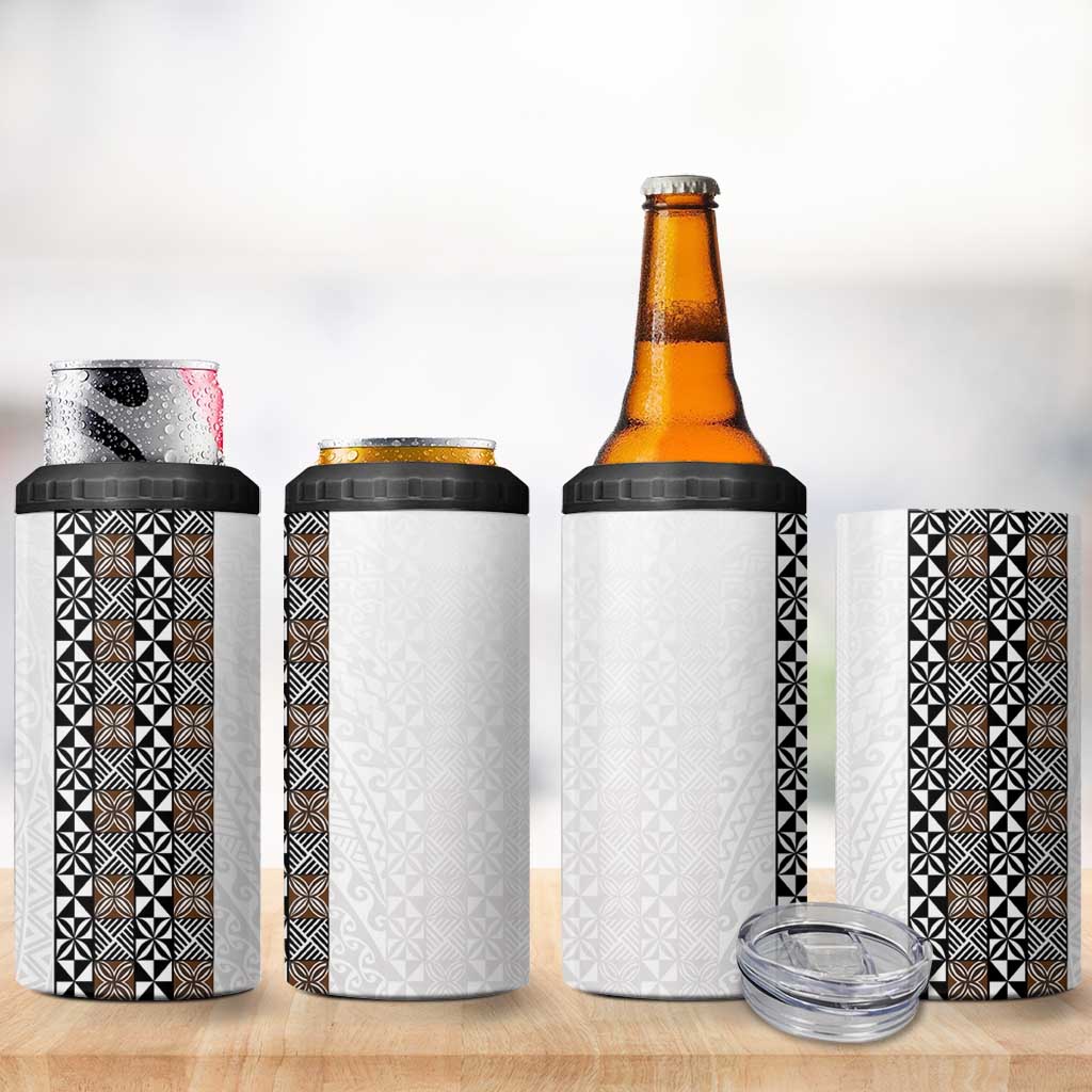 Light Gray Tongan Polynesian Tribal 4 in 1 Can Cooler Tumbler - Polynesian Pride