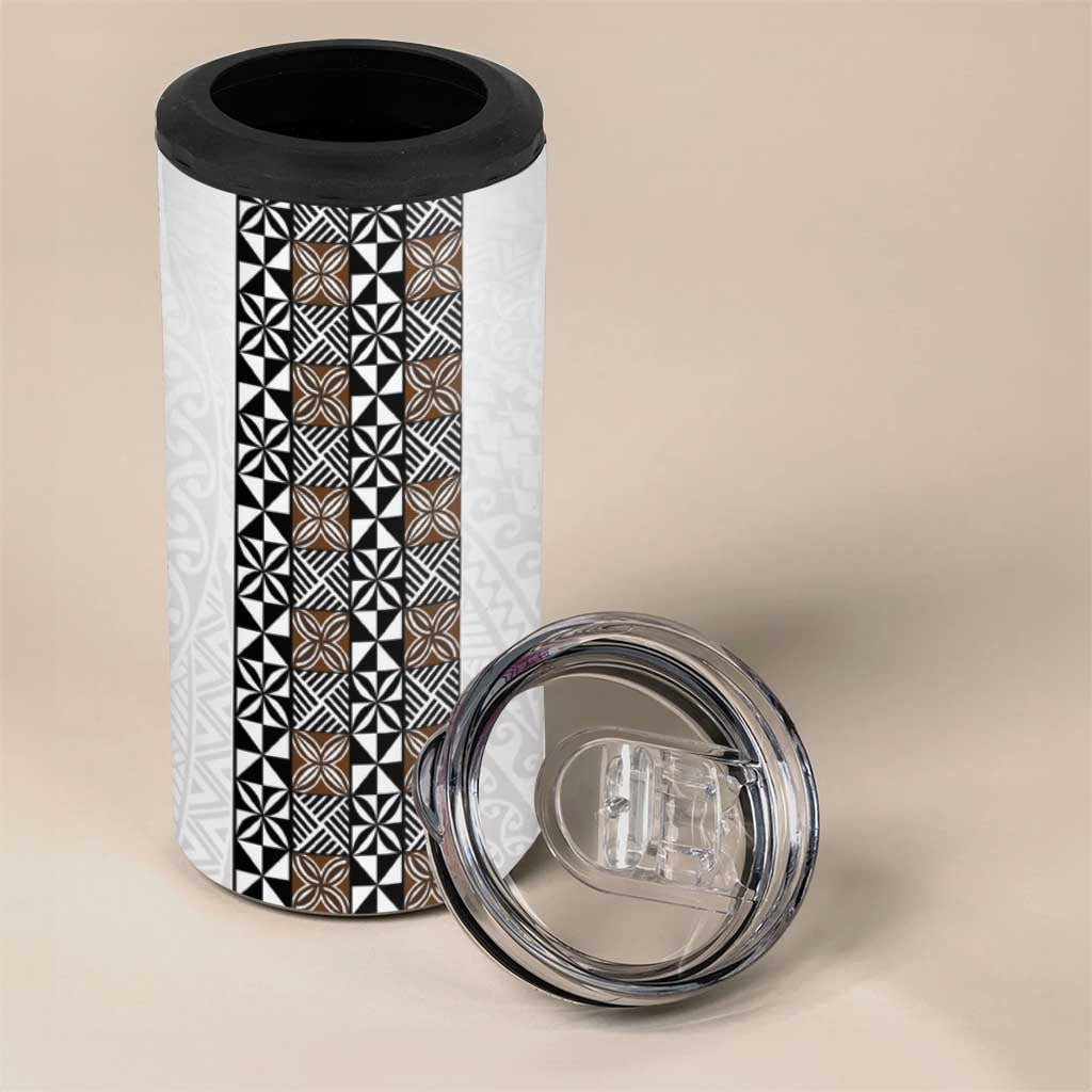 Light Gray Tongan Polynesian Tribal 4 in 1 Can Cooler Tumbler - Polynesian Pride