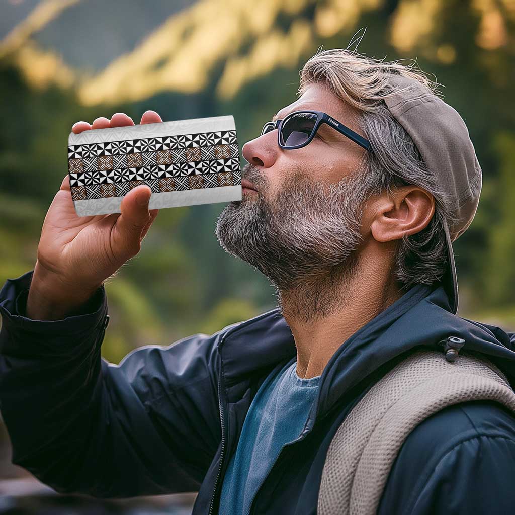 Light Gray Tongan Polynesian Tribal 4 in 1 Can Cooler Tumbler - Polynesian Pride