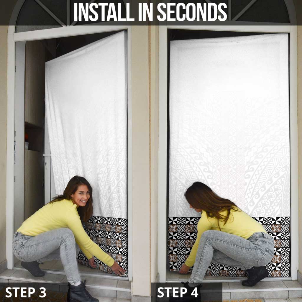 Light Gray Tongan Polynesian Tribal Door Cover - Polynesian Pride