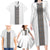 Light Gray Tongan Polynesian Tribal Family Matching Long Sleeve Bodycon Dress and Hawaiian Shirt - Polynesian Pride
