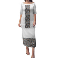 Light Gray Tongan Polynesian Tribal Family Matching Puletasi and Hawaiian Shirt - Polynesian Pride