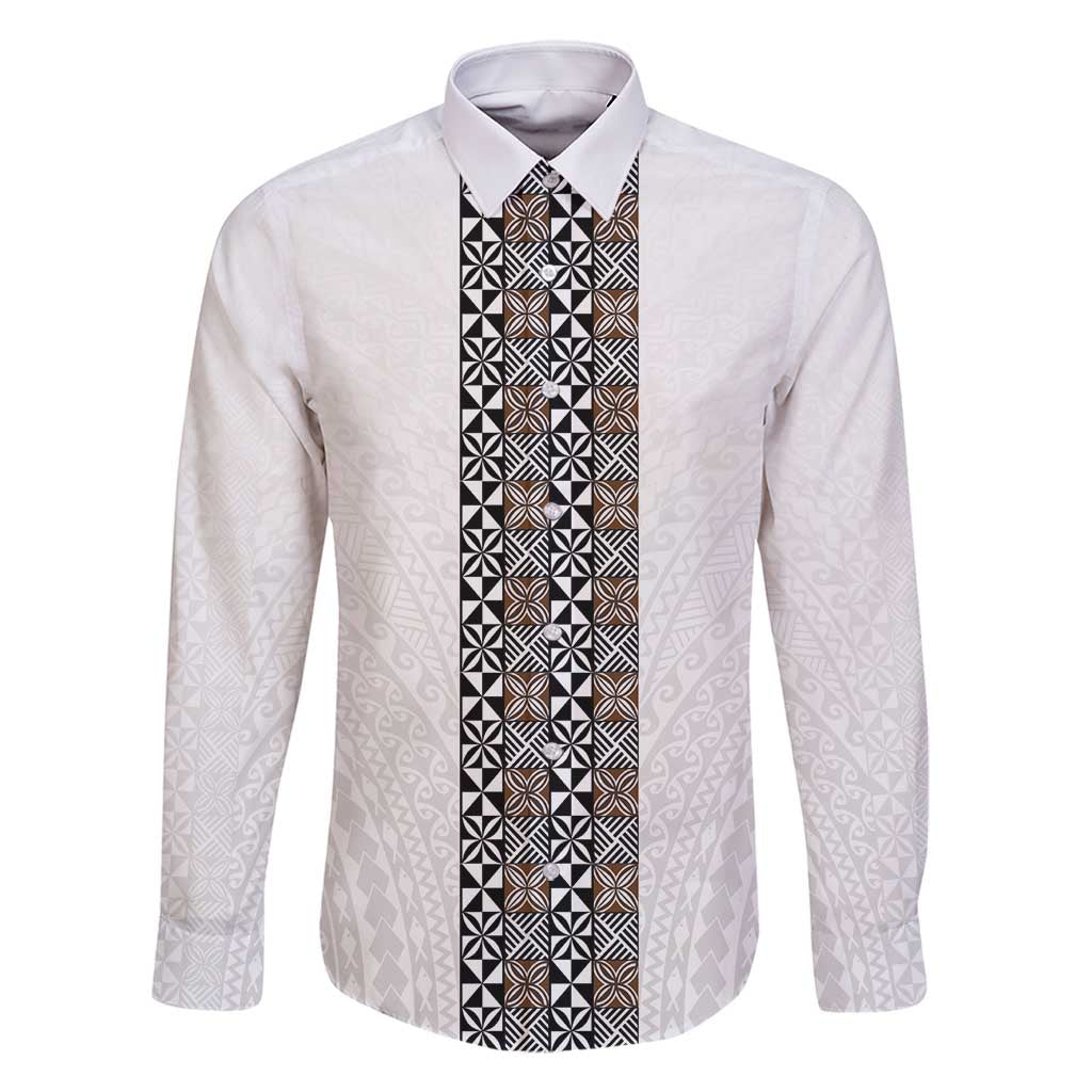 Light Gray Tongan Polynesian Tribal Family Matching Tank Maxi Dress and Hawaiian Shirt - Polynesian Pride