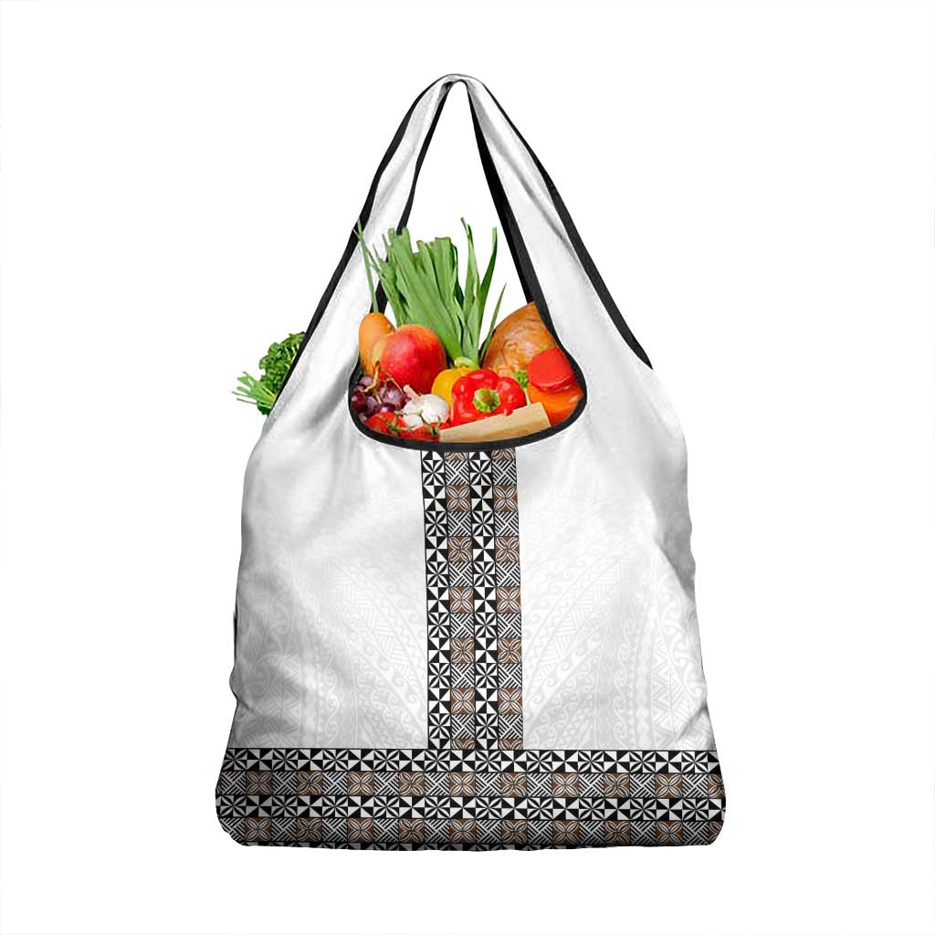 Light Gray Tongan Polynesian Tribal Grocery Bag - Polynesian Pride