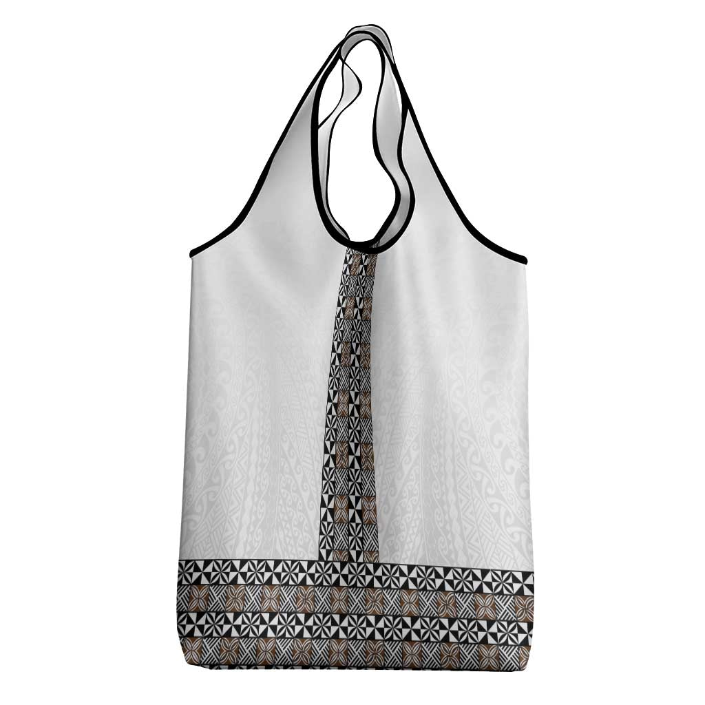 Light Gray Tongan Polynesian Tribal Grocery Bag - Polynesian Pride