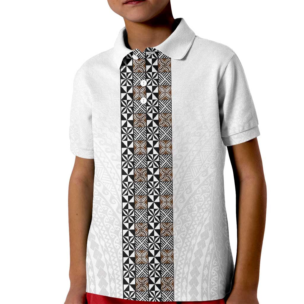 Light Gray Tongan Polynesian Tribal Kid Polo Shirt - Polynesian Pride