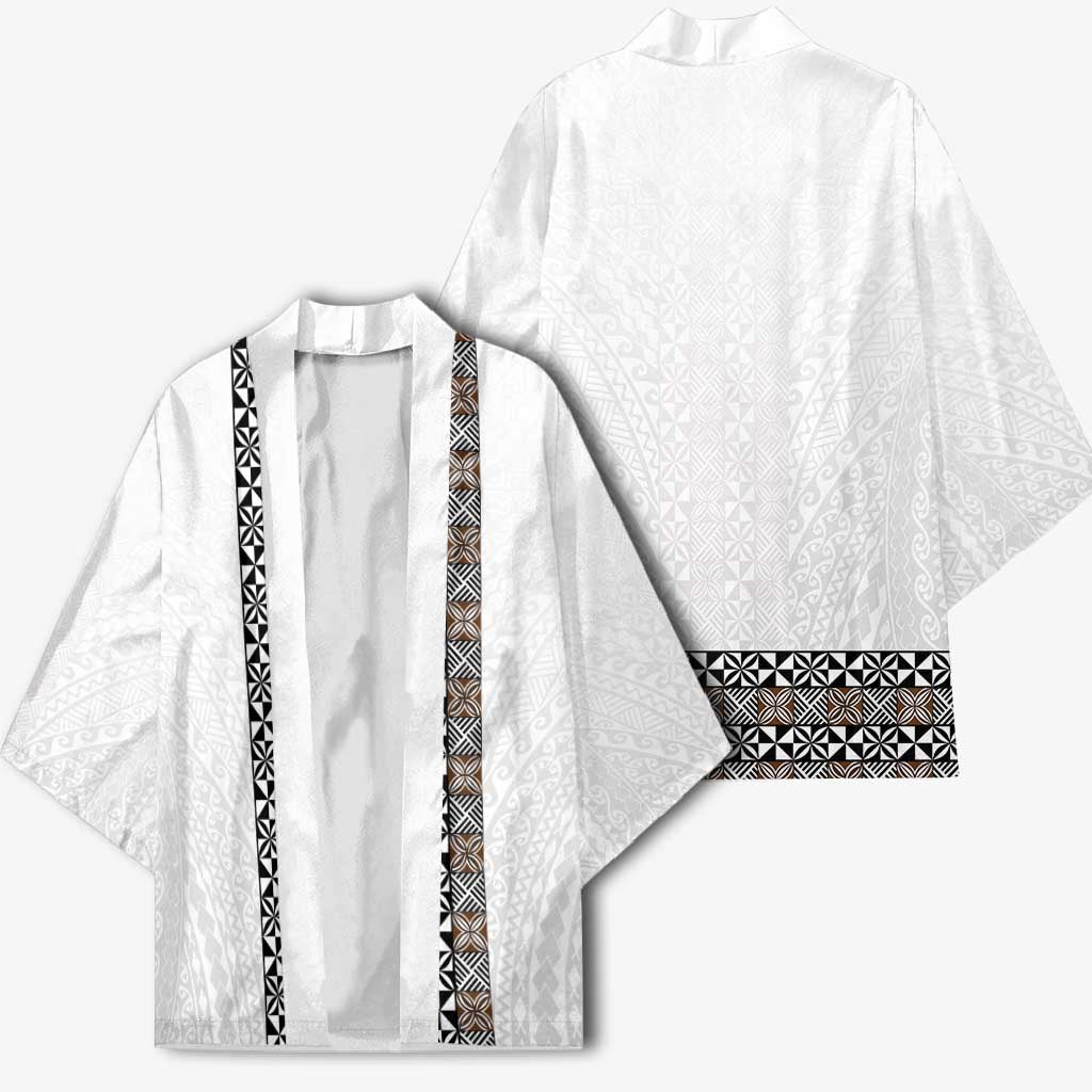 Light Gray Tongan Polynesian Tribal Kimono - Polynesian Pride