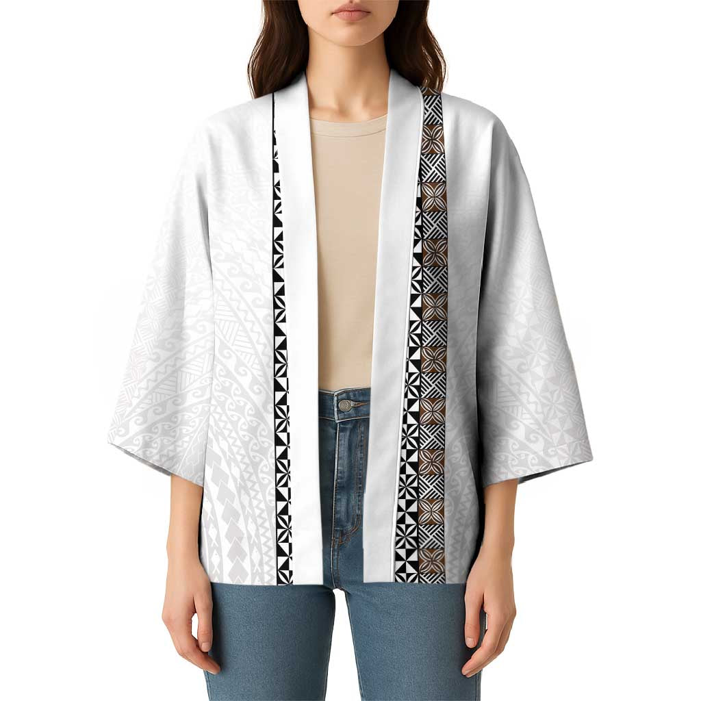 Light Gray Tongan Polynesian Tribal Kimono - Polynesian Pride