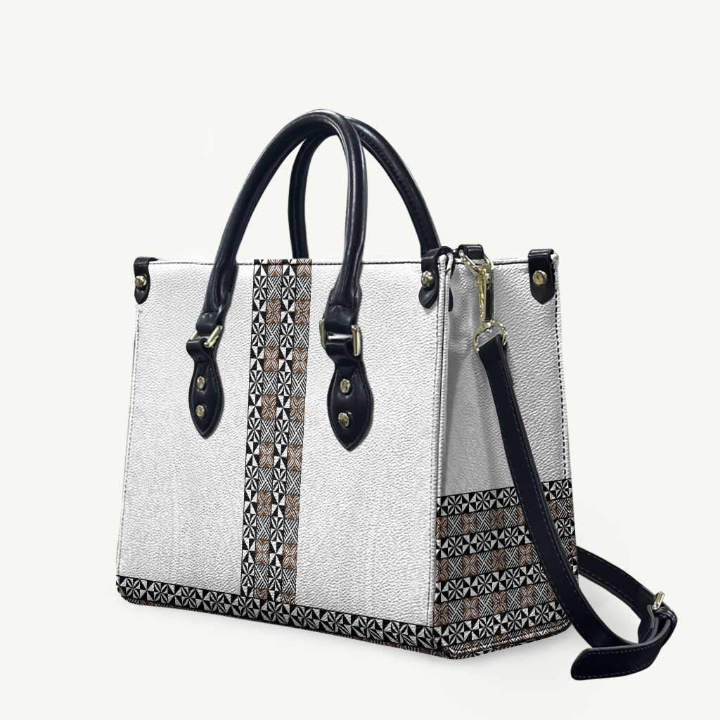 Light Gray Tongan Polynesian Tribal Leather Bag - Polynesian Pride