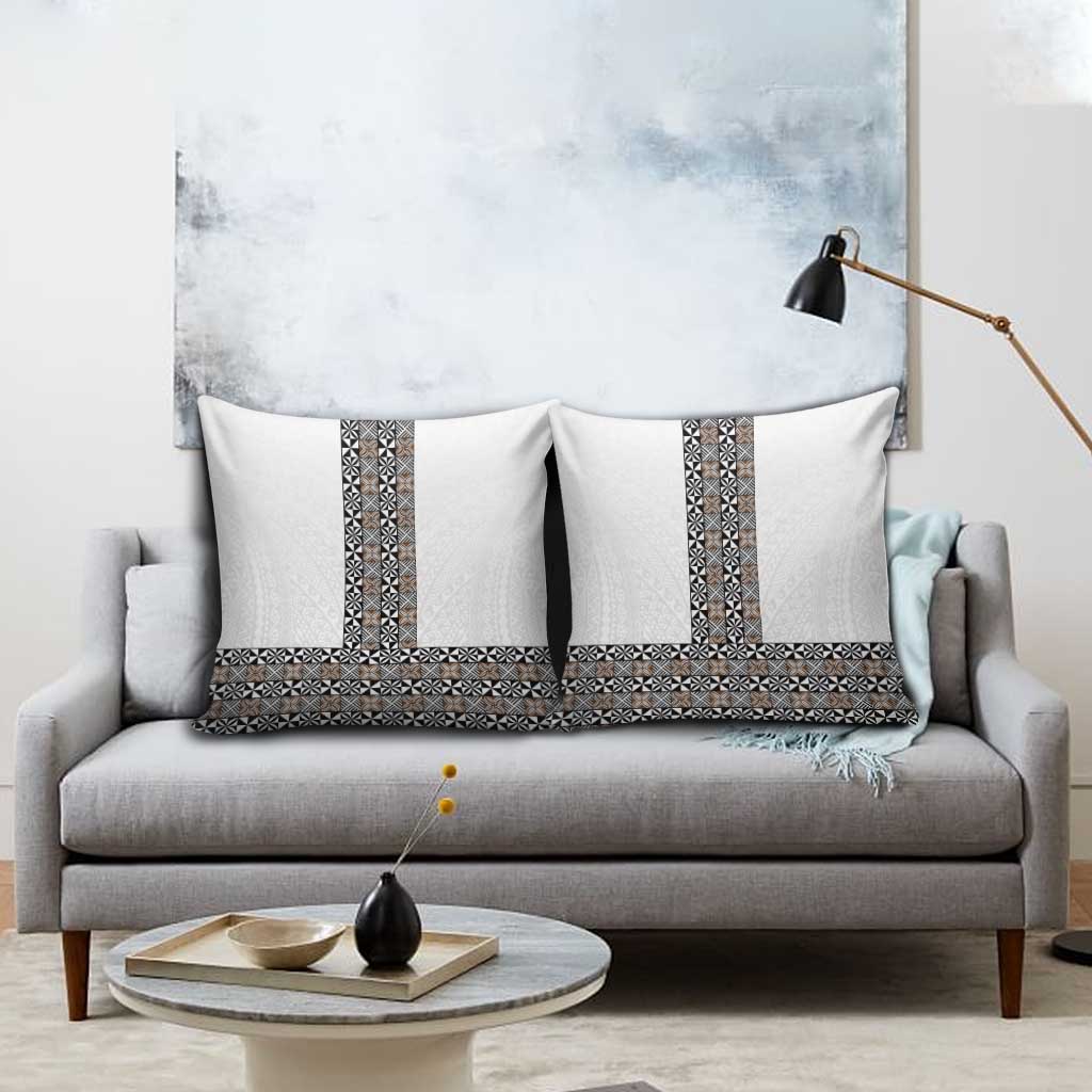 Light Gray Tongan Polynesian Tribal Pillow Cover - Polynesian Pride