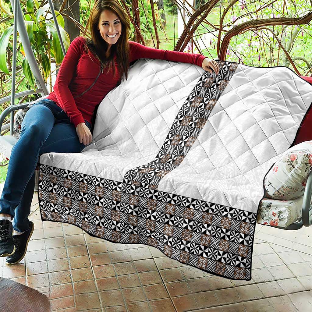 Light Gray Tongan Polynesian Tribal Quilt - Polynesian Pride