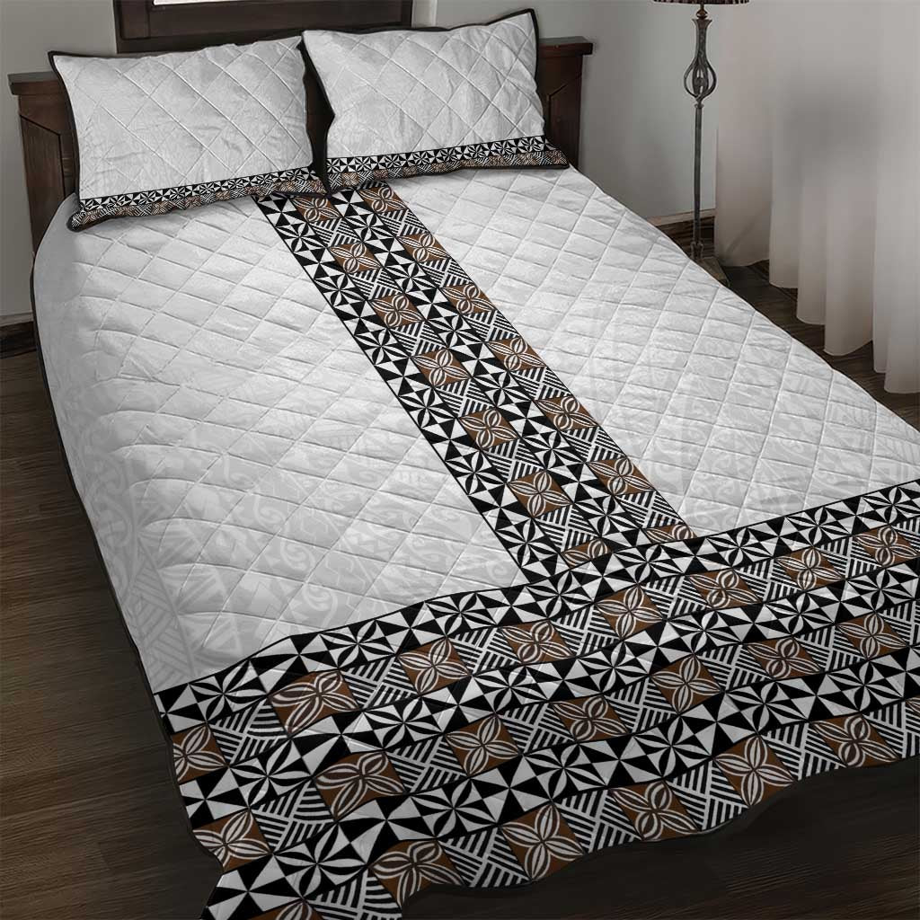 Light Gray Tongan Polynesian Tribal Quilt Bed Set - Polynesian Pride