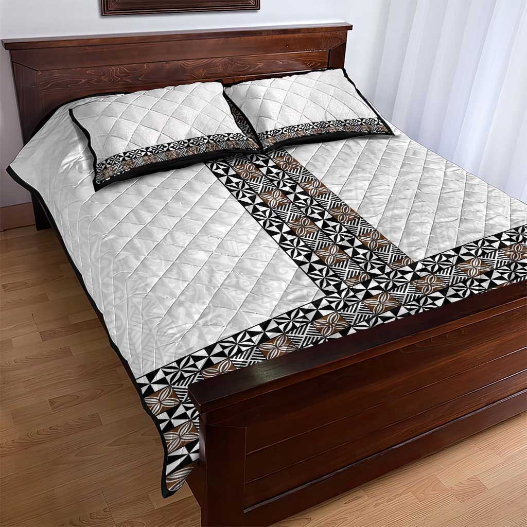 Light Gray Tongan Polynesian Tribal Quilt Bed Set - Polynesian Pride