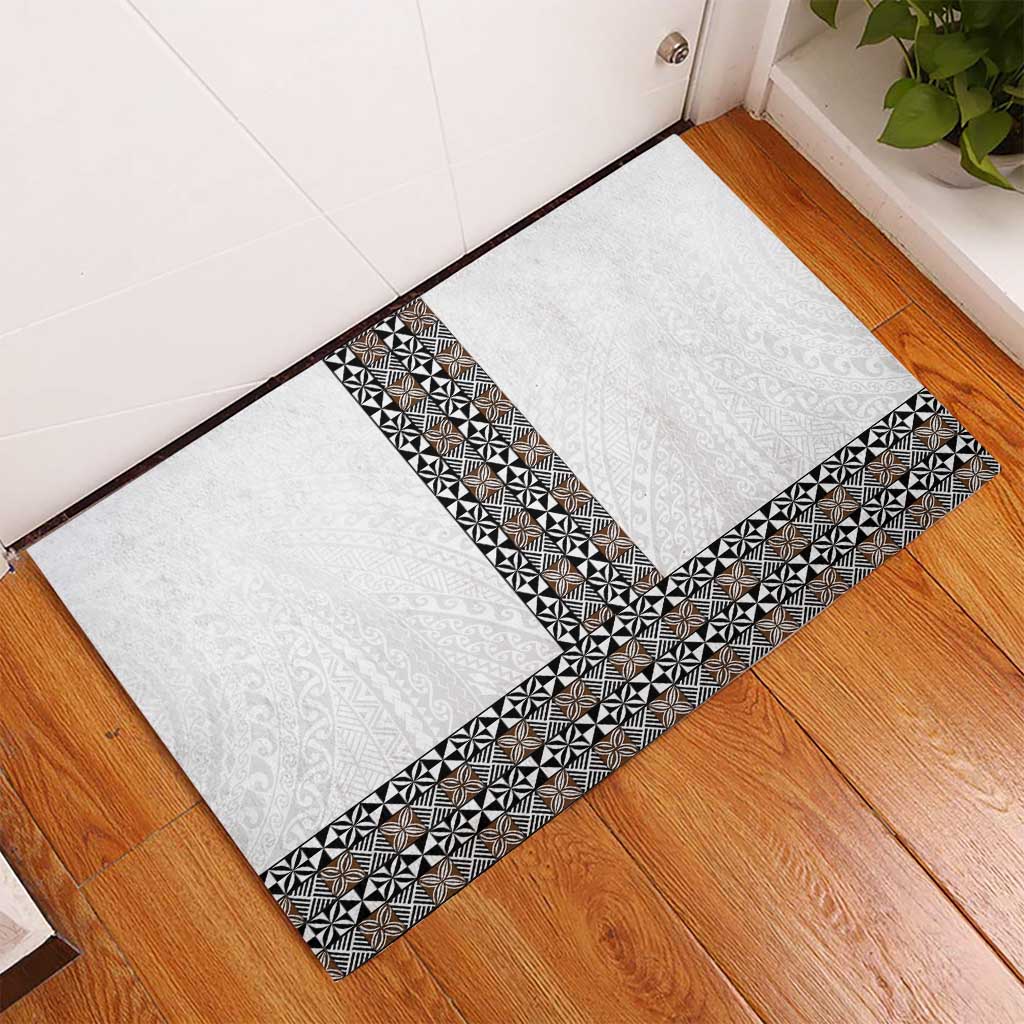 Light Gray Tongan Polynesian Tribal Rubber Doormat - Polynesian Pride