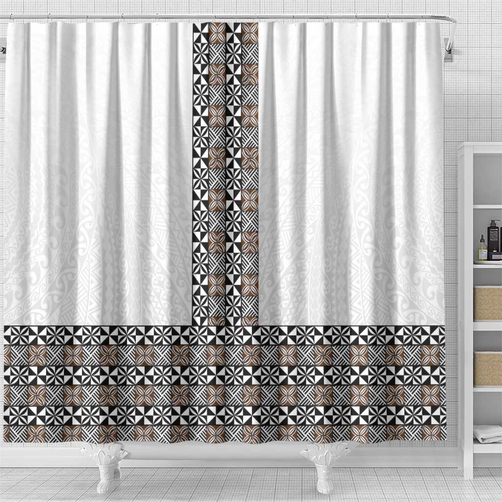 Light Gray Tongan Polynesian Tribal Shower Curtain - Polynesian Pride