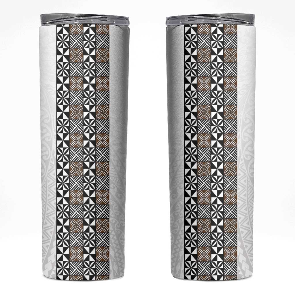 Light Gray Tongan Polynesian Tribal Skinny Tumbler - Polynesian Pride