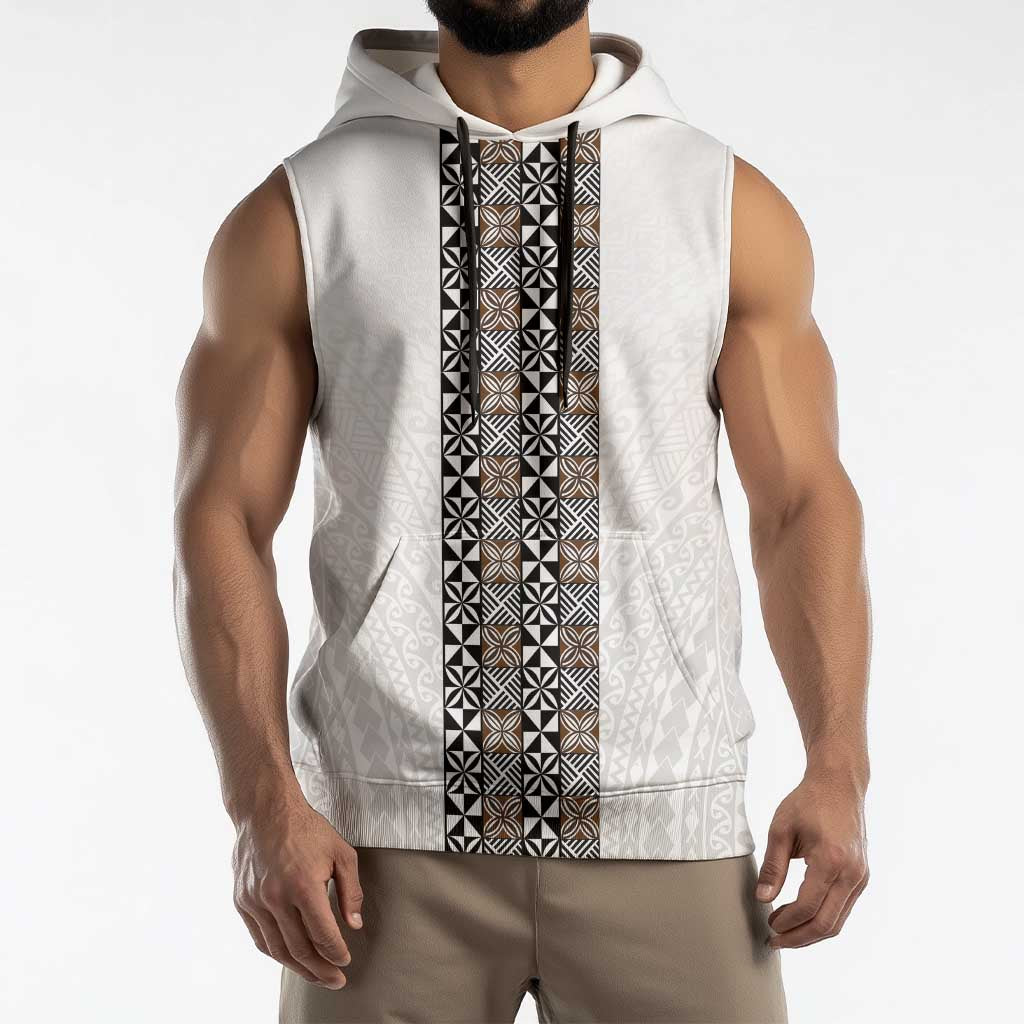 Light Gray Tongan Polynesian Tribal Sleeveless Hoodie - Polynesian Pride
