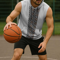 Light Gray Tongan Polynesian Tribal Sleeveless Hoodie - Polynesian Pride