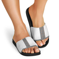 Light Gray Tongan Polynesian Tribal Slide Sandals - Polynesian Pride