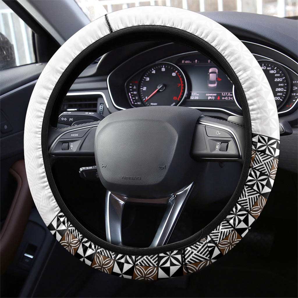 Light Gray Tongan Polynesian Tribal Steering Wheel Cover - Polynesian Pride