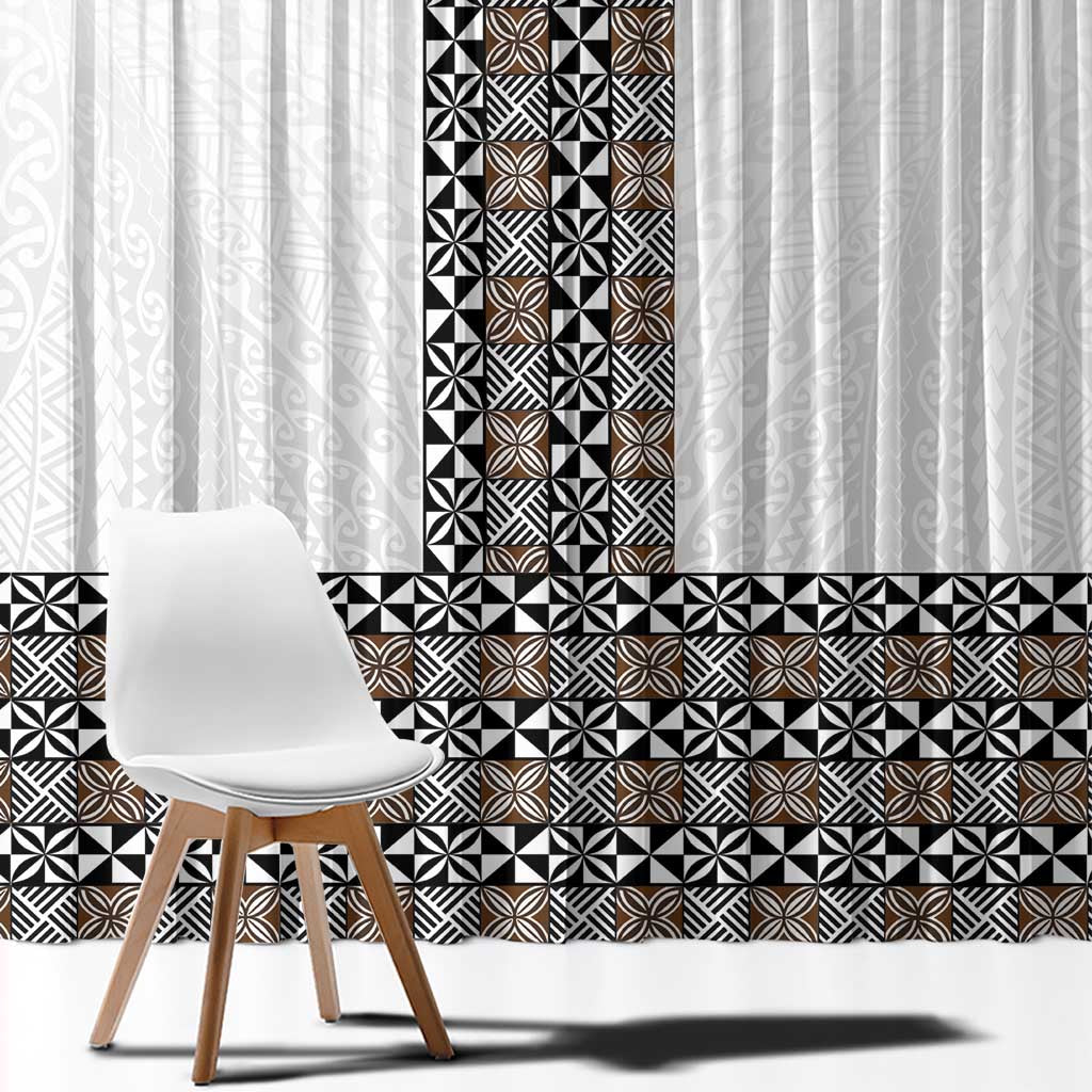 Light Gray Tongan Polynesian Tribal Window Curtain - Polynesian Pride