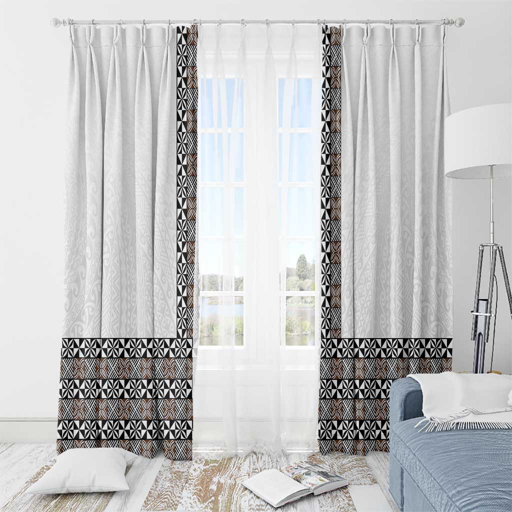 Light Gray Tongan Polynesian Tribal Window Curtain - Polynesian Pride