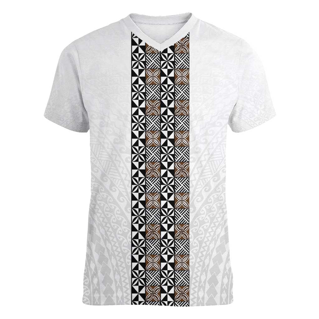 Light Gray Tongan Polynesian Tribal Women V-Neck T-Shirt - Polynesian Pride