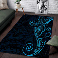 Black Blue Polynesian Tribal Area Rug - Polynesian Pride