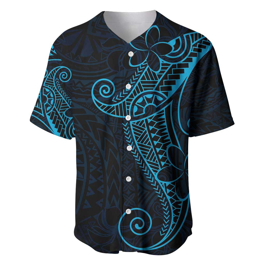 Black Blue Polynesian Tribal Baseball Jersey LT9 Blue - Polynesian Pride